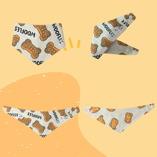 Chicken & Woofles Print Snap On Bandana